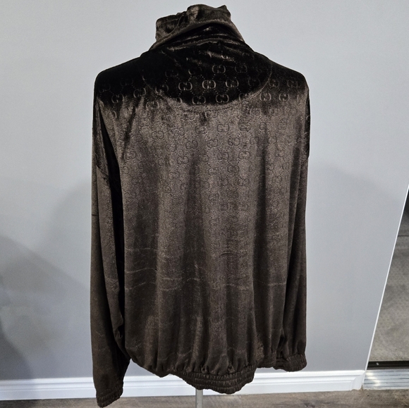 🐢 Gucci GG Monogram Velour Tracksuit Running Jacket OVERSIZED SIZE L - Picture 6 of 14